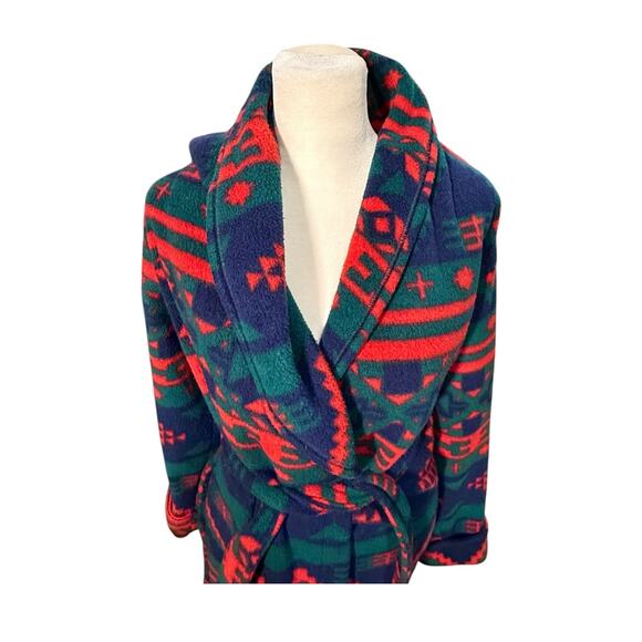 Cypress Fleece Robe Women S Thick Cozy Aztec Southwest Long Plush Vintage 90s - Picture 2 of 8
